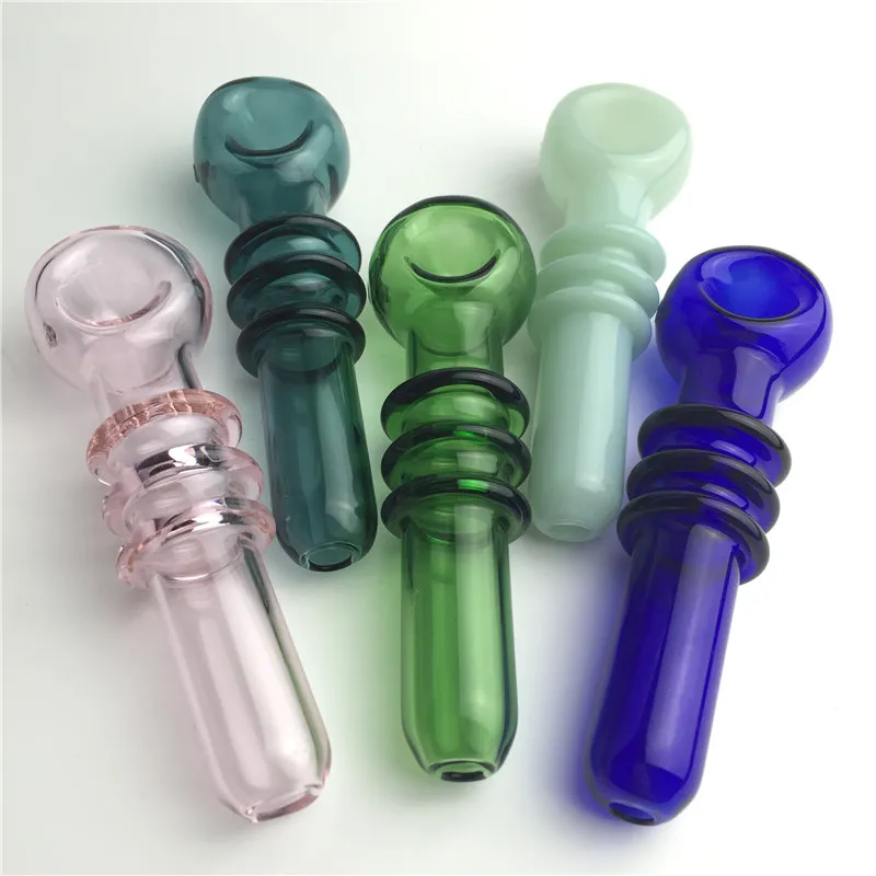 Pipe a mano in vetro Pyrex spesso con vetro trasparente colorato rosa verde blu erba secca di tabacco