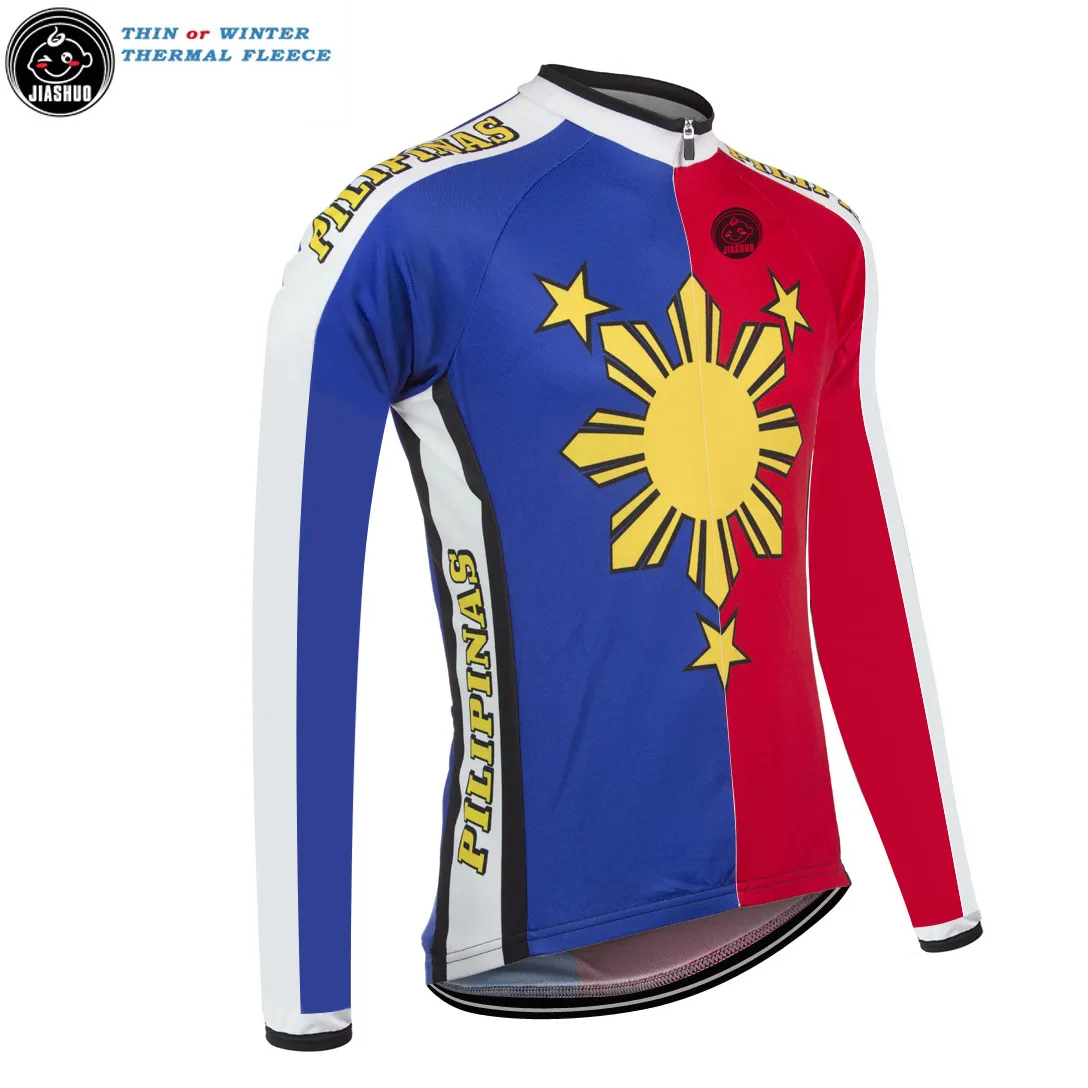 NEW 얇은 또는 겨울 열 양털 NEW 필리핀 필리핀 PILIPINAS RACE 팀 롱 사이클링 저지 / 셔츠 탑 통풍 맞춤형 JIASHUO