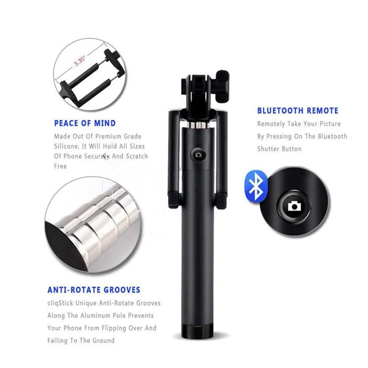 Wireless Bluetooth Selfie Stick Handheld foldable monopod bluetooth shutter remote control for iphone Samsung HTC With Retail Box4028286