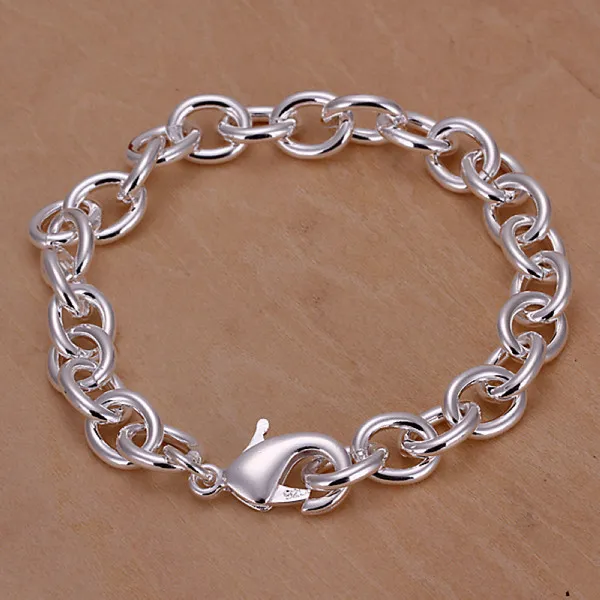 nuovissimo braccialetto con ciondolo in argento 925 da uomo con fibbia gamberetti spessa20 cm DFMWB089, braccialetto gioielli placcato in argento sterling