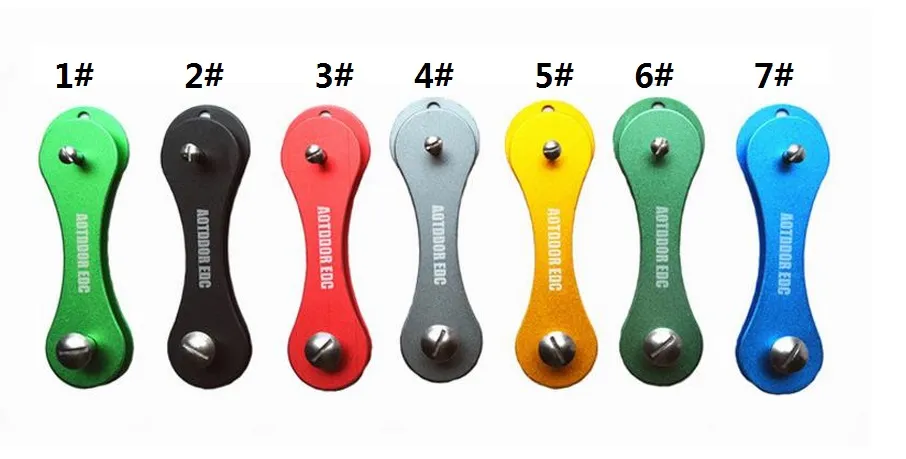 Blandade sju färger Färgglada smarta pinnar Nyckelringar Portable Key Folder Hårdoxid Aluminiumfickangenter