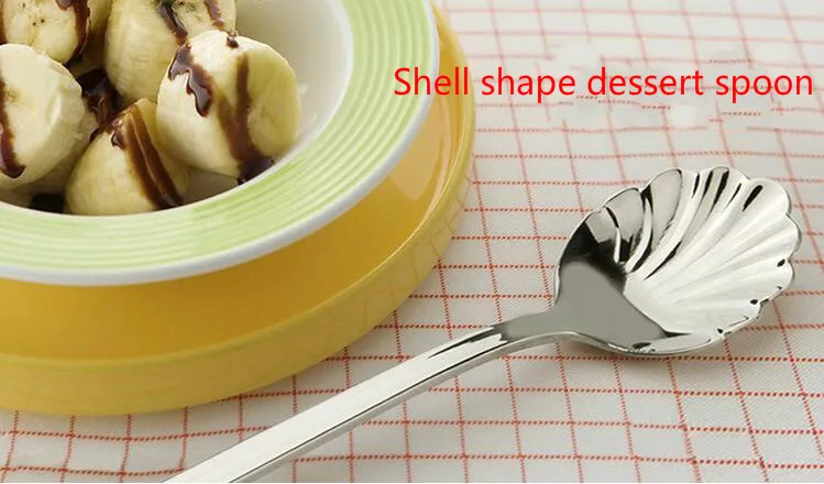 Knight Dessert Lepel 410 Rvs Shell Lepel Fruit Creatieve Pudding Scoop Ice Cream Scoop Restaurant Special Support Custom