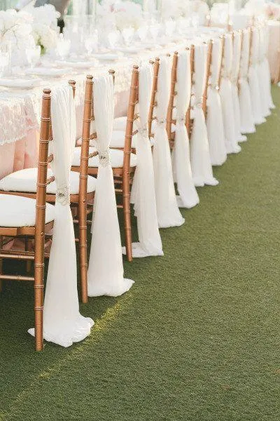 Ivory Chiffon Chair Sashes Wedding Party Deocrationsブライダルチェアはサッシ弓カスタムメイドの色をカバーしています（20inch W * 85inch L）