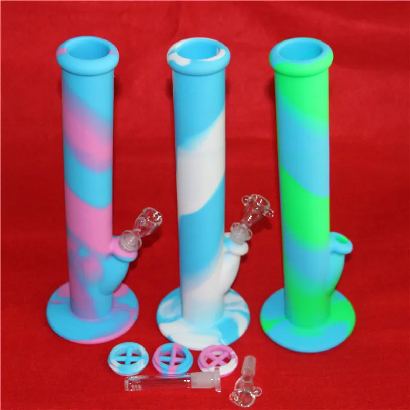 silicone hookah shisha 360mm portable unbreakable bongs Bubble Dab oil rig silicone smoking water pipes bongs free