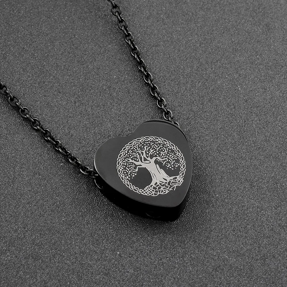 IJD9813 Wysokiej Polski 316L Ze Stali Nierdzewnej Ze Stali Nierdzewnej Wisiorek Necklaceree of Life Heart Ashes Keepsake Naszyjnik Urn