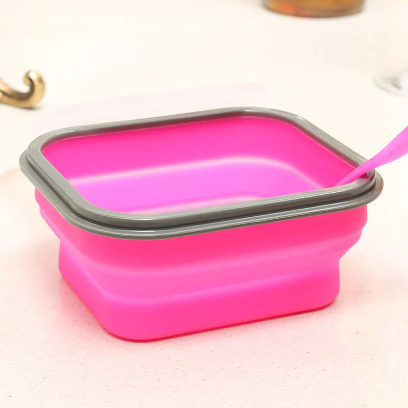 600 ml Outdoor Portable Fold Lunch Boxs Silicon Microwave Dinware Lunchbox Bowls Container Baby Kids Doos Disjes WX-C66