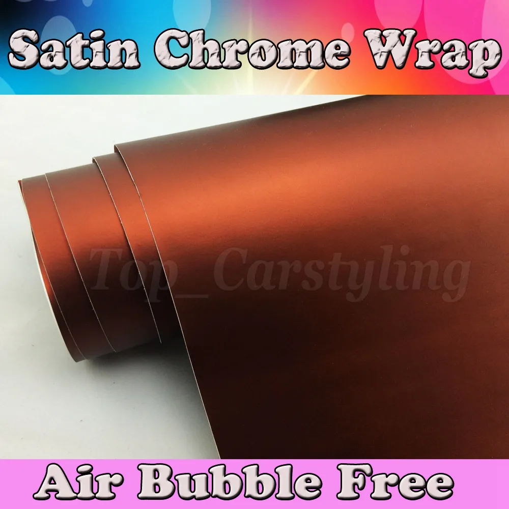 Brown Brozen Metallic Matte Chrome Vinyl Car Wrap Film för bilfordonsstyling med Air Release Matt Metallic Car Sticker Foil