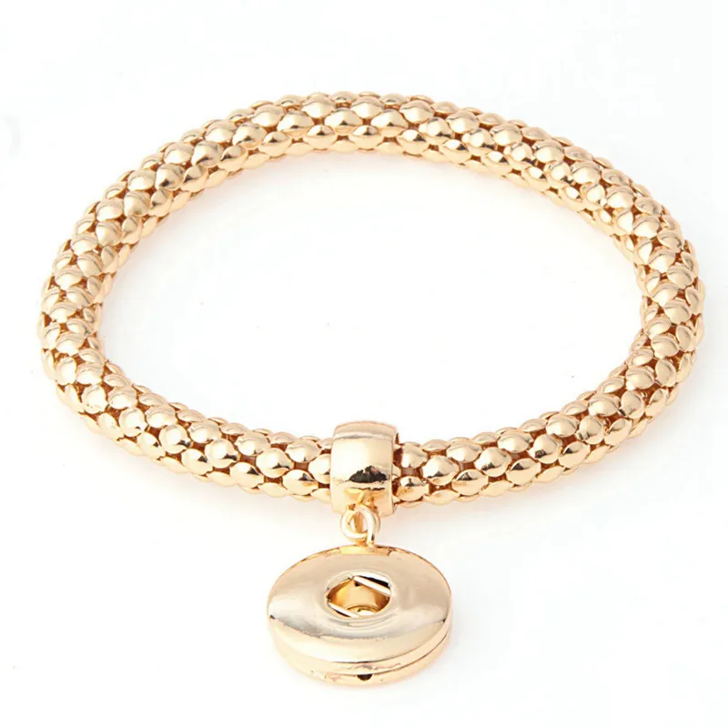 Bracelet en maïs élastique Chaîne de maïs élastique Bracelets Fit 18mm Snap Noosa Métal Bouton Bouton Charme Femmes Bijoux Grossistes