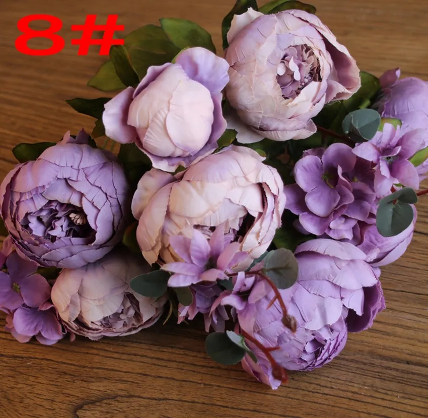 1 boeket 8 hoofden vintage kunstmatige pioen zijden bloem bruiloft home decor hight kwaliteit nep bloemen pioen