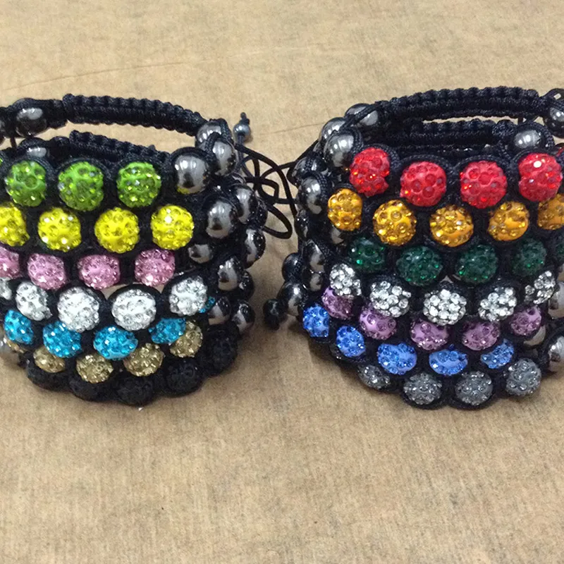 Braccialetti di perline di cristallo della sfera della discoteca donne ragazze avvolgono il braccialetto di fascino perline catena di corda per gli uomini Moda gioielli fai da te lotti sfusi all'ingrosso