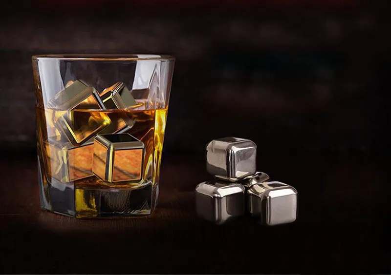 Whisky Wine Beer Stones Cooler in acciaio inox pietra Whiskey Rock Ice Cube con scatola di plastica e Tong ZA4351