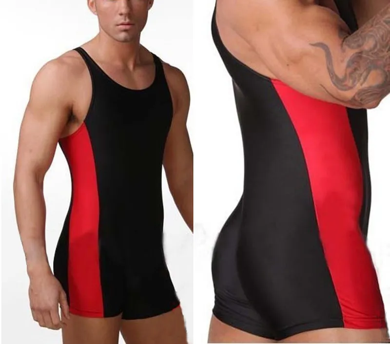 Mężczyźni Cull Body Turotards Swim Suit One Piece Swimodear Athlete Suit Gym Man Wrestling Singlet268p