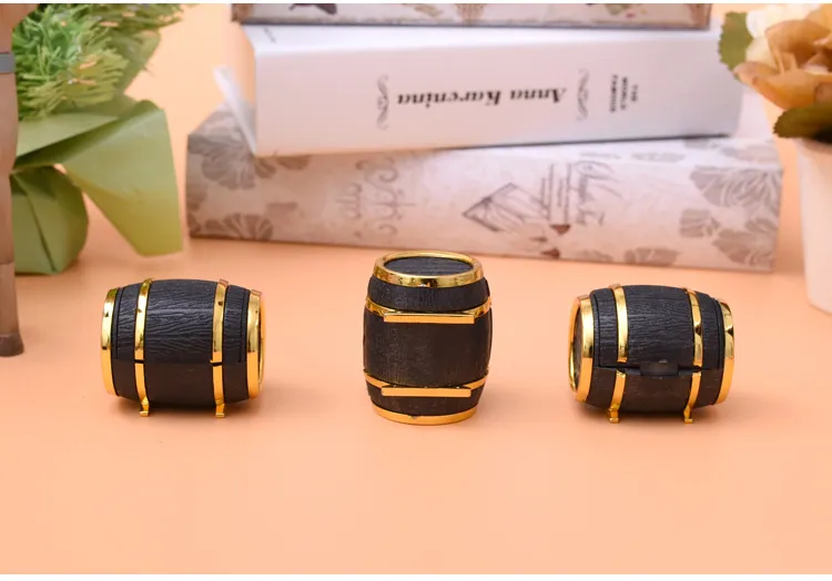 Simple Seven lindo barril de cerveza negro anillo flocado de plástico caja de joyería pendiente pendiente caja regalo Container290d
