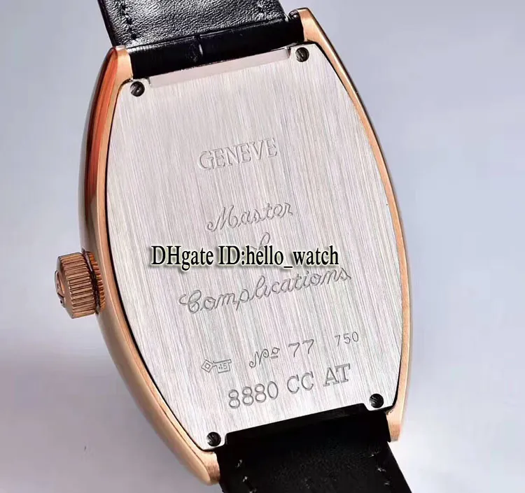 ساعات مجنونة عالية الجودة 8880 CH Black Dial Automatic Mens Watch Rose Gold Leather Strap عالية الجودة New Sport ساعات رخيصة