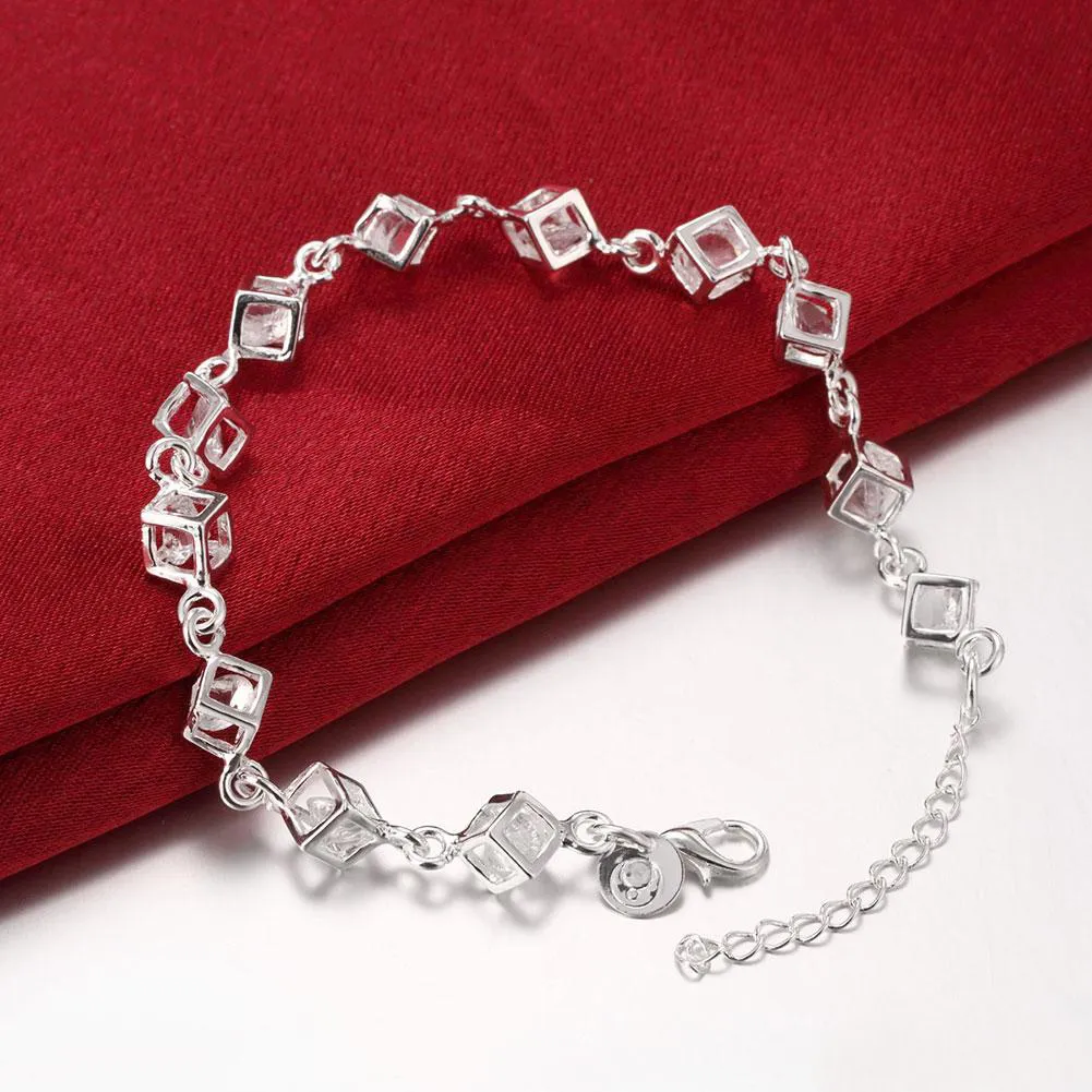 Promo petit prix ! Marque 925 Fille/Madame Pierres Colorées blanc gemme bracelet bracelet à breloques 925 Bijoux En Argent Sterling 