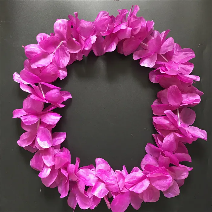 Multi-Color Hawaiian Hula Leis Festive Party Garland Necklace Flowers Wreaths Artificial Silk Wisteria Garden Hanging Flowers