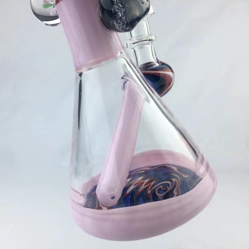 glass wig wag beaker bong wig-wag bong 7.5inch pink red dabs rig with quartz banger Mini Tube Wig Wags Water Pipe Bongs