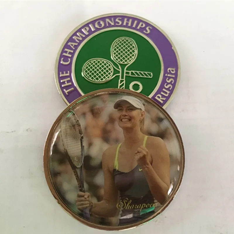 5 st Den berömda Rysslands tenniskvinna spelare Sharapova Sport silverpläterad färgad souvenir 40 mm mynt