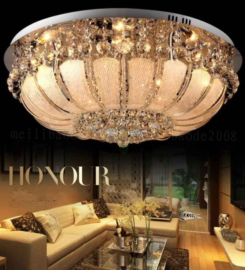 Round crystal chandeliers diameter 48/60/80cm surface mount ceiling lamp E14 led glass chandelier lights hotel foyer living room bedroom MYY