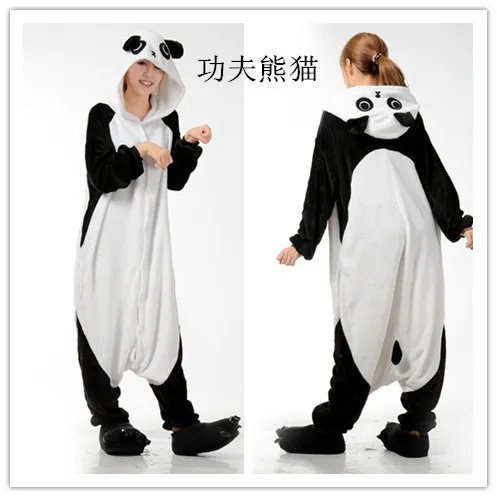 Toptan-Erkek Bayanlar Karikatür Panda Yetişkin Hayvan Onesies Onsie Pijama Pijama Tulumlar C366 S / M / L / XL / XL