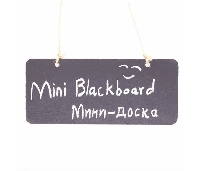 Mini quadro-negro de madeira pequeno pendurado quadro mensagem nota nota nota wordpad com decoração de festa de casamento de cordas