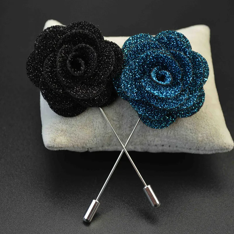 Wholesale- Fashion Jewelry Tuxedo Upscale Long Brooches Pin Men's Floral Suit Brooch Camellia Label Pins for Men's