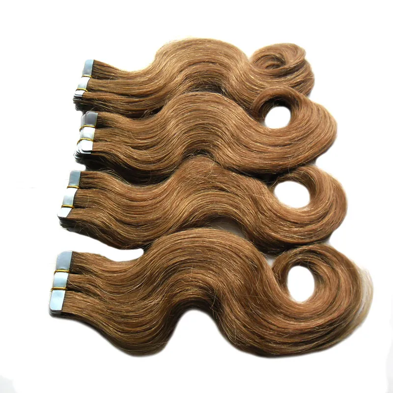 髪の伸びの中のミディアムブラウン200Gテープ人間の髪体波の皮の緯糸の髪の拡張
