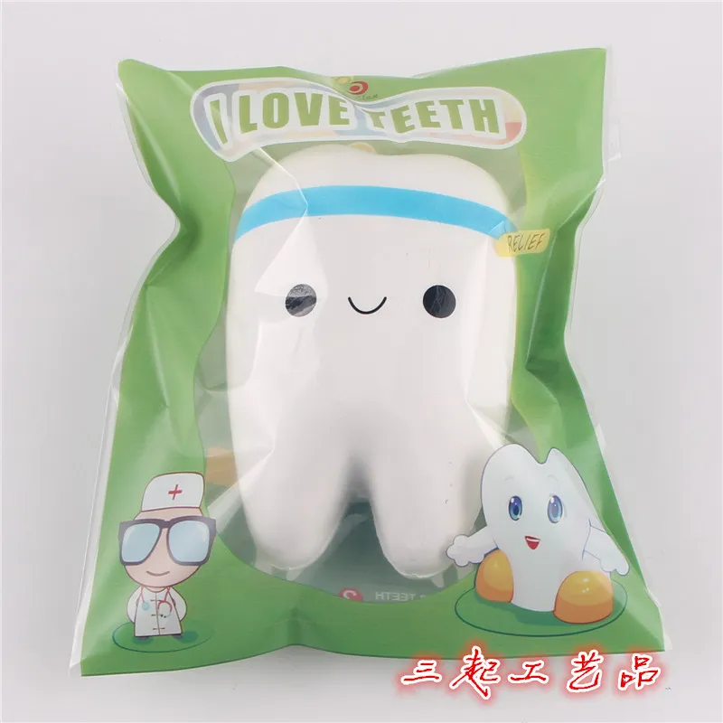 Hurtownie 10.5 CM Nowość Jumbo Squishy Tooth Slow Rising Kawaii Soft Squishies Squeeze Cute Telefon komórkowy Pasek Zabawki Dla Dzieci Baby Prezent