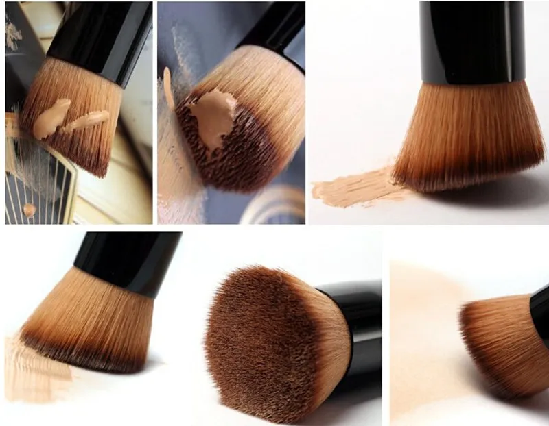 Hot Small flat details foundation brush Universal makeup powder brushes make up brush Oblique head brush wood handle 