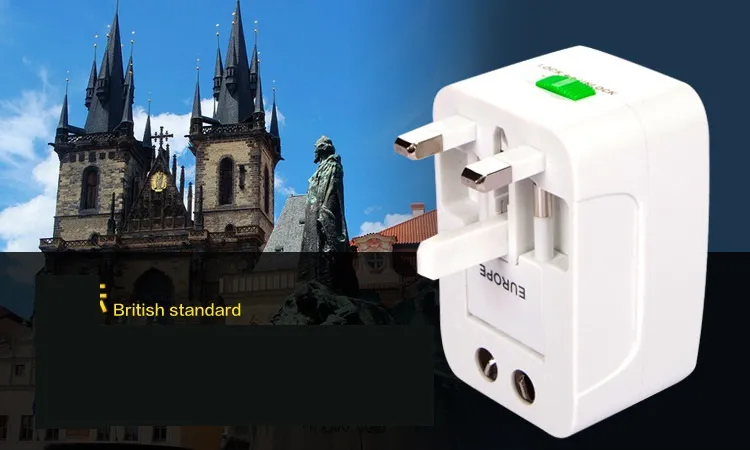 Adaptador Universal internacional todo en uno, cargador de energía de viaje, enchufe para AU/UK/US/EU, paquete minorista, 50 unids/lote