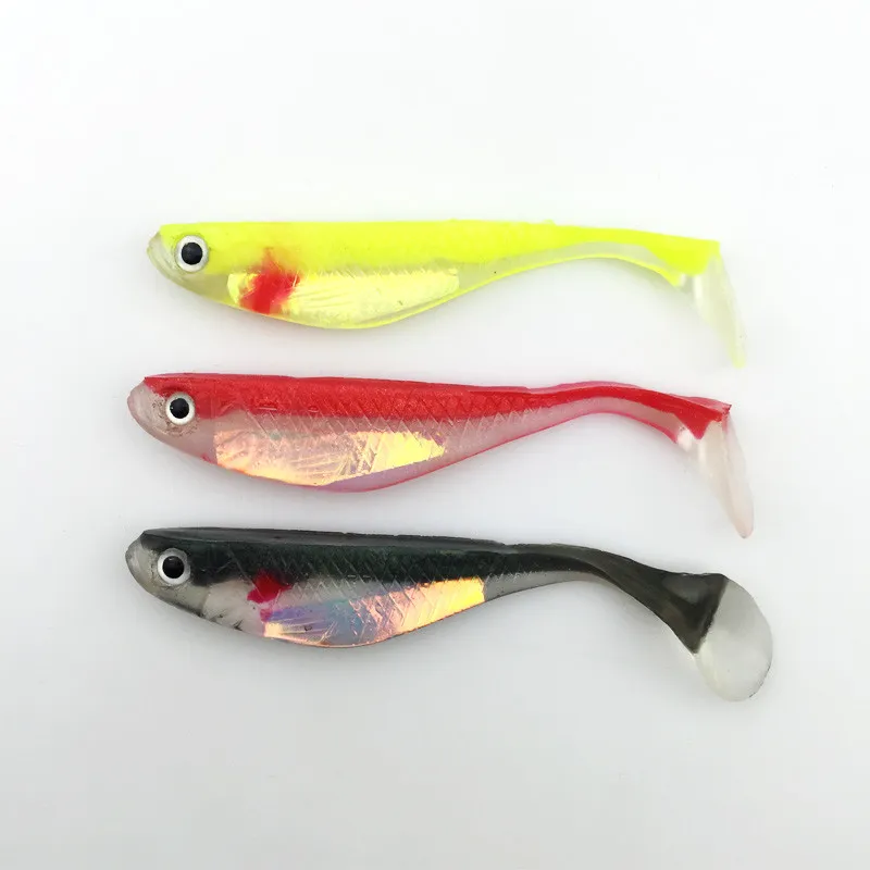 Spedizione gratuita tre colori 8 cm / 5g artificiali richiamo morbido galleggiante richiamo occhi 3d richiamo di pesca in mare