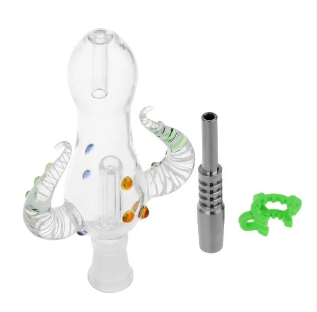 2021 Ny version 5.0 NC Set Octopus Design 14mm NC Kit med Titan Nail Mini Glass Vattenrör Bong
