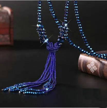 Новая весна и лето 2016 года Long Tassel Cheater Chaine Chain Crystal Crystal Bead Collece Factory Whole214K