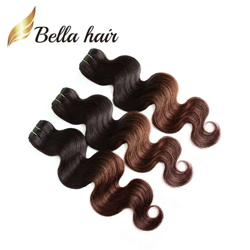 Queen Hair Products 2 Tone Ombre Vävar Peruvian Omber Hår Kroppsvåg Mänsklig Hår Weft Ny Star T Färg HairExtensions DHL Gratis frakt