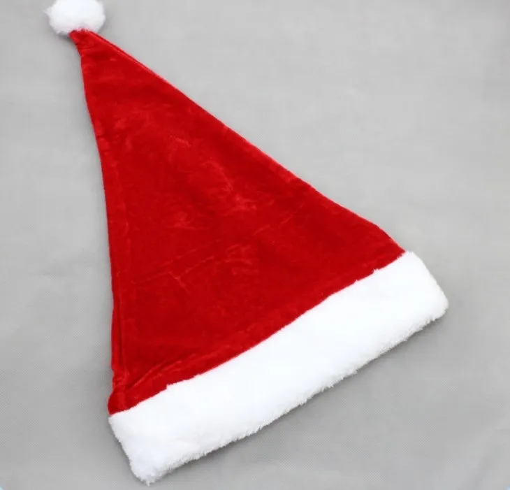 Hoogwaardige kerstmuts Volwassen Kerstfeest Cap Red Pluche Hoed voor Santa Claus Kostuum Kerstdecoratie Gift WA1499