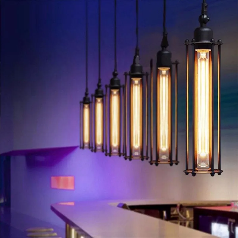 Luzes Pingente de Estilo Country americano Retro Loft Gaiolas de Ferro Lâmpada Pingente de Decoração Para Casa Edison Lâmpada Pendurada Do Vintage Iluminação Europeia