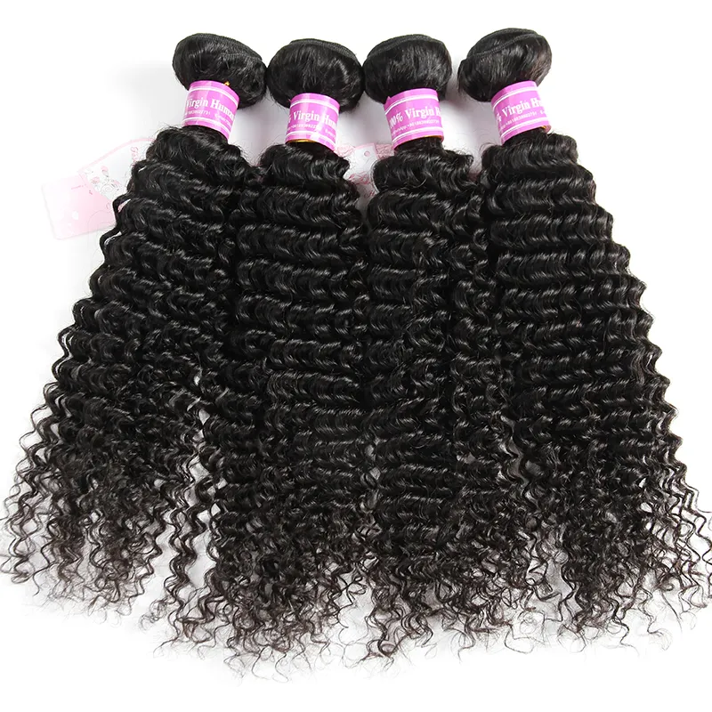 Dhgate Natural Black Bemiss Hair Kinky Curly Virgin人間の髪の毛織物ブラジルのマレーシアのインドのペルーのカンボジアのモンゴルの髪の束