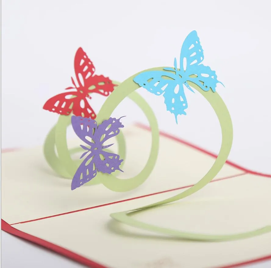 10 pcs oco borboleta artesanal kirigami origami 3d pop up cartões de convite cartão para festa de aniversário de casamento presente