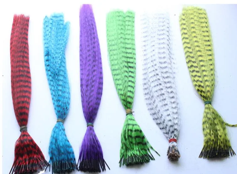 Colorful Length 16inch 40cm mix colors Synthetic Available Grizzly Loop Feather Hair Hairpiece