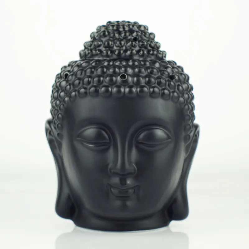 Partihandel- keramisk oljebrännare, Buddha Head Oil Station, Black and Whitetemple / Home