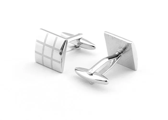 Luxury Silver Cufflinks With Laser Pattern Shirt Cuff link For Men New Brand Square Wedding Cufflinks Gift For Fathers Day