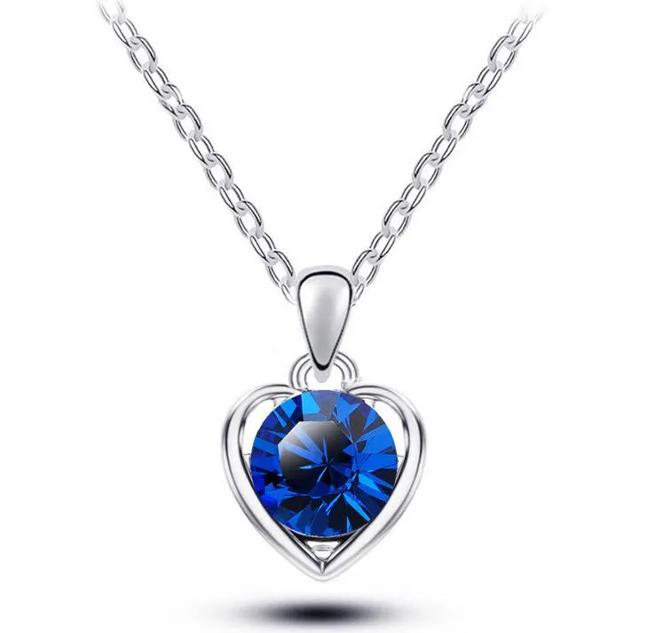 Collier en cristal autrichien de haute qualité pendentif en forme de coeur ornements en alliage féminin WFN095 avec chaîne ordre de mélange 20 pièces par 