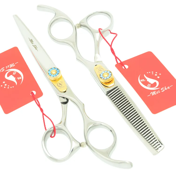 6.0Inch MeiSha JP440C Gem Screw Tijeras Salon Scissors Hot Cutting & Thinning Shears Professional Hairdressing Scissors Set, HA0252