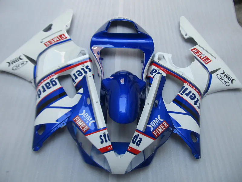 Hot Sale Fairing Kit för Yamaha YZF R1 2000 2001 Blue White Fairings Set YZFR1 00 01 NS30