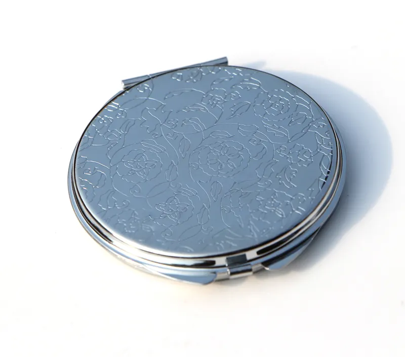 62 mm runder kompakter Spiegelrohling + Epoxidaufkleber Metall-Make-up-Spiegel Kleiner Taschenspiegel Silber Miroir M0832 DHL-KOSTENLOSER VERSAND