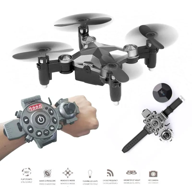 2017 DH-800 Watch Control WiFi FPV RC Selfie Drone 2.4GHz Fällbar Pocket Mini RC Drone Portable RC Quadcopter med 0.3mp kamera