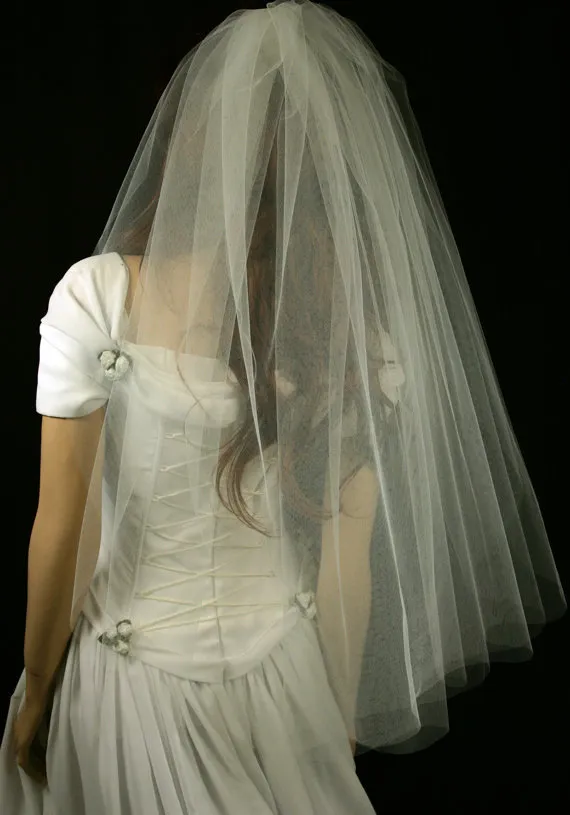 New Arrival Two layer White ivory champagne wedding veil cut edge Elbow Lehgth
