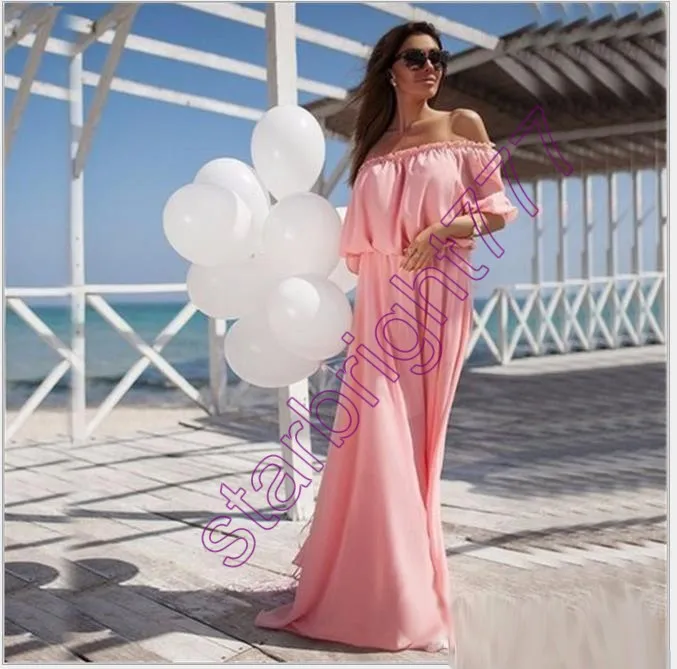 Abbigliamento estivo la famiglia abbinato maxi chiffon solido Abiti la madre figlia Look la famiglia Abbigliamento Spiaggia mamma e figlia abbinati dr1586467