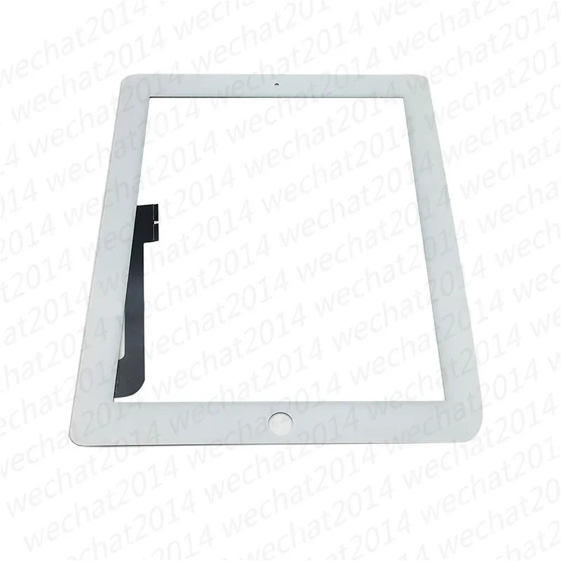 Painel de vidro de tela de toque com digitador para ipad 2 3 4 preto e branco frete grátis