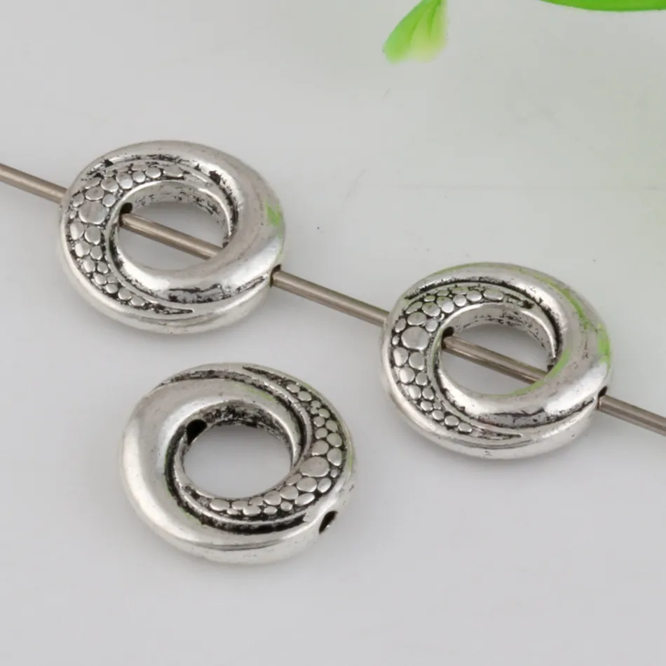 Hot ! Antiqued Silver Zinc Alloy Round Circle Spacer Beads Frame Charms 15mm DIY Jewelry